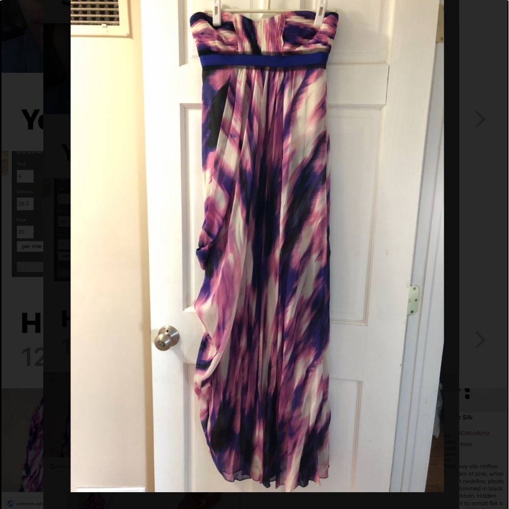 BCBGMaxAzira Watercolor silk Chiffon Gown